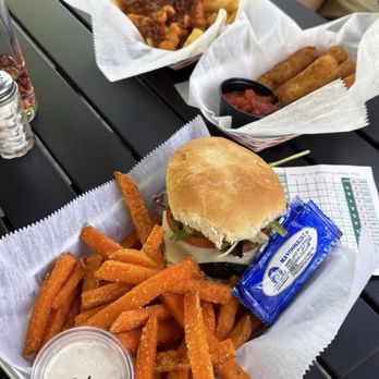 Hidden Valley Mini Golf and Waterfront Grille - Chili cheese fries, mozzarella sticks and the burger with cheese, added mayo and sweet potato fries with a side of ranch. - Mini Golf Near Me - Southington, Connecticut Hidden Valley Mini Golf and Waterfront Grille - Chili cheese fries, mozzarella sticks and the burger with cheese, added mayo and sweet potato fries with a side of ranch. - Mini Golf Near Me - Southington, Connecticut