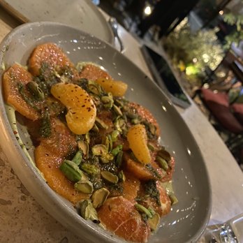 Manuela - Cara Cara Orange, Kishu Mandarin, Avocado Yogurt, Zhuog, Santa Barbara Pistachio, Aleppo - New American Near Me - Los Angeles, California Manuela - Cara Cara Orange, Kishu Mandarin, Avocado Yogurt, Zhuog, Santa Barbara Pistachio, Aleppo - New American Near Me - Los Angeles, California