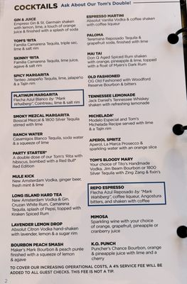 Menu photo 8 Tom’s Watch Bar San Diego, CA Menu photo 8 Tom’s Watch Bar San Diego, CA