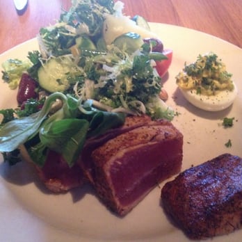 R+D Kitchen - Mediterranean seared ahi salad. That's really all that was on the plate. For $19 I expect a lot more. - New American Near Me - Newport Beach, California R+D Kitchen - Mediterranean seared ahi salad. That's really all that was on the plate. For $19 I expect a lot more. - New American Near Me - Newport Beach, California