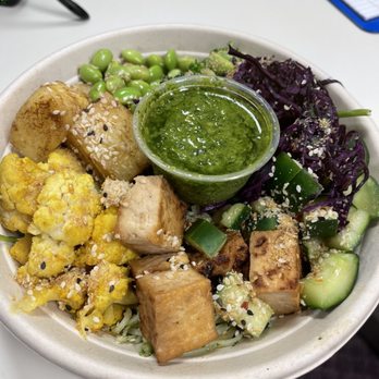 Seedbol Kitchen - Baby Spinach Ponzu Glass Noodles Broccoli Pineapple Cauliflower Asian Tofu Cilantro Purple Cabbage Cucumbers Edamame Chimichurri Ground Flax - Gluten-Free Near Me - Rehoboth Beach, Delaware