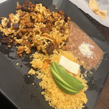 Don Barriga Mexican Grill - Scrambled eggs w/ chorizo, rice, beans, & Avacado - New Mexican Cuisine Near Me - Philadelphia, Pennsylvania