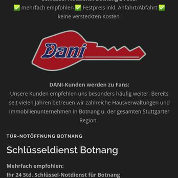 Dani Schuh- & Schlüsseldienst - Schlüsseldienst Botnang Dani - Keys & Locksmiths Near Me - Stuttgart, BW Dani Schuh- & Schlüsseldienst - Schlüsseldienst Botnang Dani - Keys & Locksmiths Near Me - Stuttgart, BW