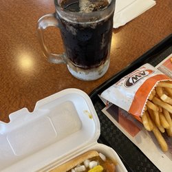 A&W Restaurant - Coney dog, fries and a frosty mug of root beer
