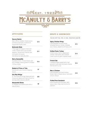 Menu photo 3 McAnulty N Barrys Oregon City, OR