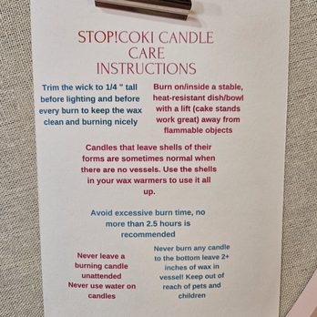 Coki By Cottage Kind - Care sheet for after you created your candle - Candle Stores Near Me - Mineola, New York
