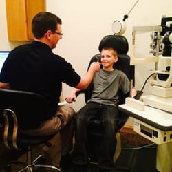 Cornerstone Vision Center - My son with Dr. Dan. You know he is good with kids when my son can't wait to go back and learn more about eyes!