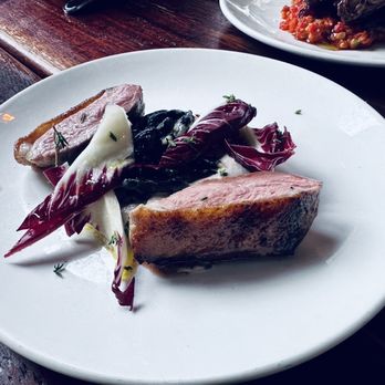Casa Mono - Duck Breast with Cherry Mostarda and Grilled Endive - Spanish Near Me - New York, New York Casa Mono - Duck Breast with Cherry Mostarda and Grilled Endive - Spanish Near Me - New York, New York