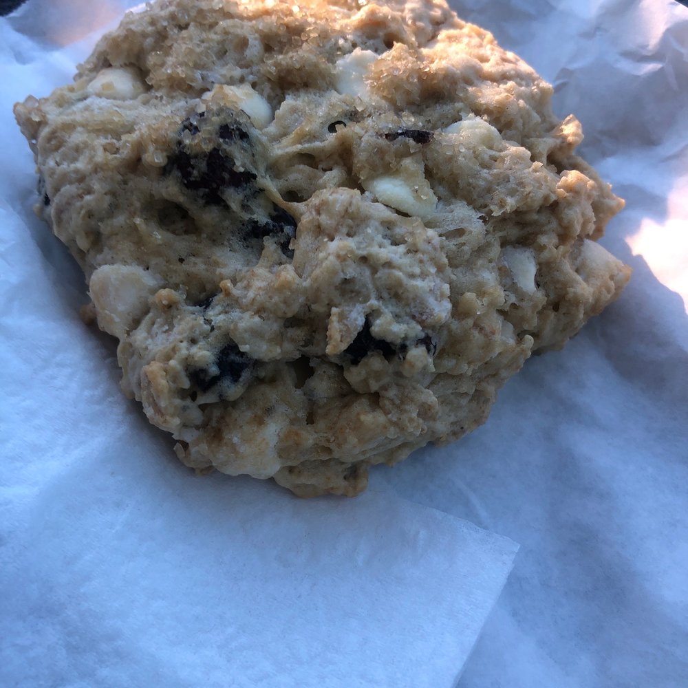 an oatmeal cookie on a piece of wax paper an oatmeal cookie on a piece of wax paper