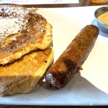 Ruby Slipper Baton Rouge - Kids Cinnamon Swirl Pancakes with a sausage - Cafes Near Me - Baton Rouge, Louisiana Ruby Slipper Baton Rouge - Kids Cinnamon Swirl Pancakes with a sausage - Cafes Near Me - Baton Rouge, Louisiana
