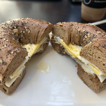 Ogawa Coffee - Everything bagel with egg and cheese - you can see the oil dripping - Coffee & Tea Near Me - Boston, Massachusetts Ogawa Coffee - Everything bagel with egg and cheese - you can see the oil dripping - Coffee & Tea Near Me - Boston, Massachusetts