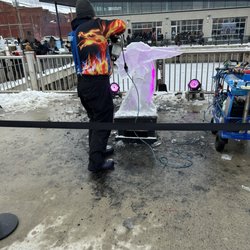 Robert C. Valade Park - Fire and Ice festival- watching an ice sculpture be created