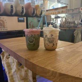 Salty Bottle & Brew  - Matcha strawberry foam and shakarato - Wine Tasting Room Near Me - Rosemary Beach, Florida
