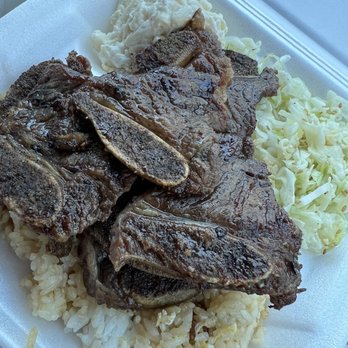 Back Home In Lahaina - Grilled Kalbi Short Ribs: bacon fried rice, Mac salad, ramen cabbage salad. - Hawaiian Near Me - Carson, California Back Home In Lahaina - Grilled Kalbi Short Ribs: bacon fried rice, Mac salad, ramen cabbage salad. - Hawaiian Near Me - Carson, California