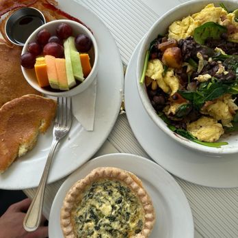 Galaxy Cafe - Galaxy Breakfast Bowl Pancake Breakfast Homemade Quiche (Spinach and Feta) - American Near Me - Austin, Texas