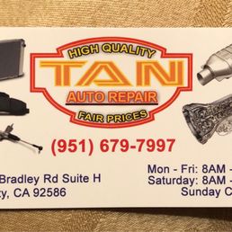 Wonderful service, Wonderful prices. Wonderful owners. I will take my car to Tans from now on. Wonderful service, Wonderful prices. Wonderful owners. I will take my car to Tans from now on.
