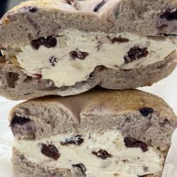 The Bagel Nook - Blueberry bagel with walnut cranberry cream cheese