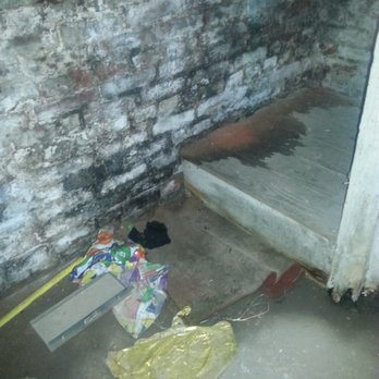 Star Property Management - Basement upon moving in (2016) - bottom of steps; wet for flooding and dirty - Property Management Near Me - Baltimore, Maryland