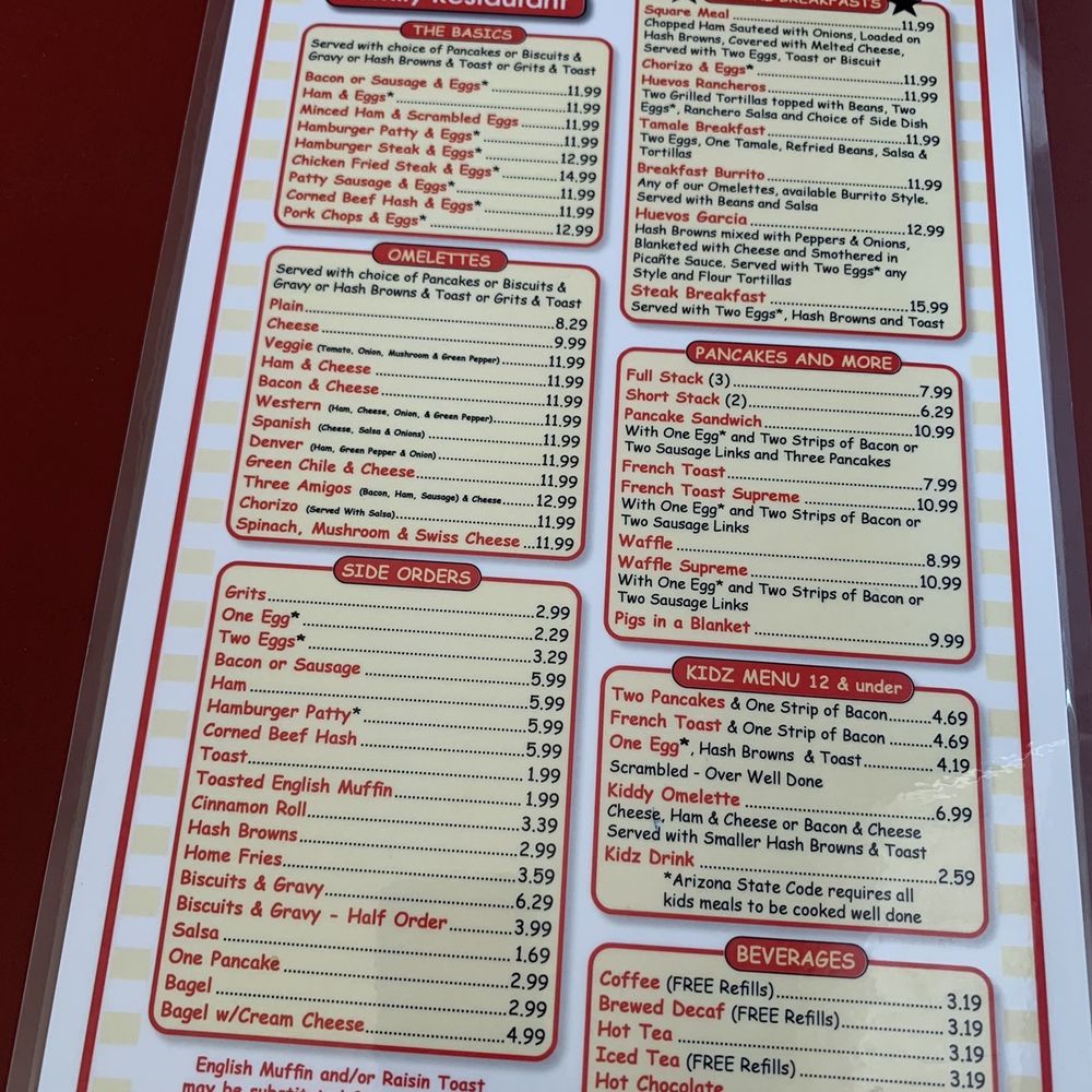 Menu as of 04/2023