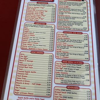 Jerry Bob's - Menu as of 04/2023 - A menu from Jerry Bob's Family Restaurant displays breakfast options, pancakes, side orders, and drinks, with prices and descriptions. - Sandwiches Near Me - Tucson, Arizona