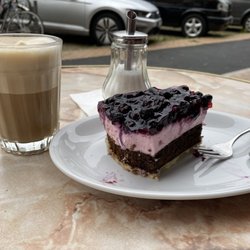 Philine- Boulangerie Francaise - Oatmilk latte and blueberry tart
