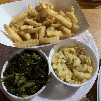 BBQ Barn - Sides - Collard Greens, Mac N Cheese, and French fries - Barbeque Near Me - North Augusta, South Carolina BBQ Barn - Sides - Collard Greens, Mac N Cheese, and French fries - Barbeque Near Me - North Augusta, South Carolina