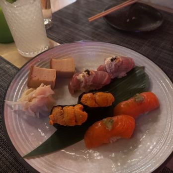 Trifecta - tamago, toro, hokkaido uni, ocean trout - Sushi Bars Near Me - San Jose, California