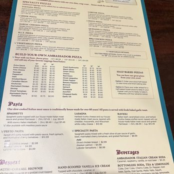Ambassador - Pizza + pasta menu 8/15/26 - Pizza Near Me - Houghton, Michigan