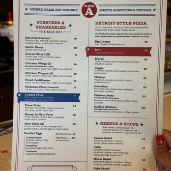 Block A - Menu - Sports Bars Near Me - Tucson, Arizona Block A - Menu - Sports Bars Near Me - Tucson, Arizona