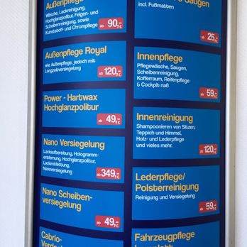 CAR ROYAL Waschstraße - Car Cosmetic Preisliste, Stand 8/2016 - Car Wash Near Me - Berlin, BE