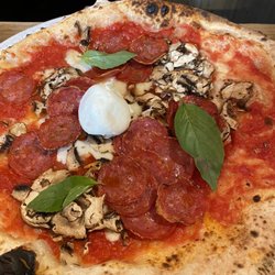 Meno Male - Pepperoni and mozzarella pizza.