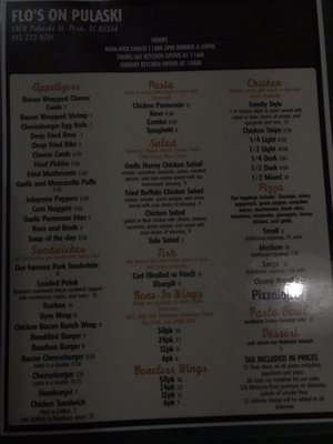 Menu photo 5 Flo's On Pulaski Peru, IL
