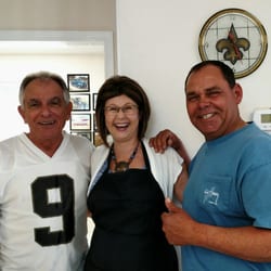 Jeanfreau's Barber Stylers - From the left Jim Jeanfreau (owner operator) Susan Edwards (barber stylist) our celebrity customer Trapper Joe