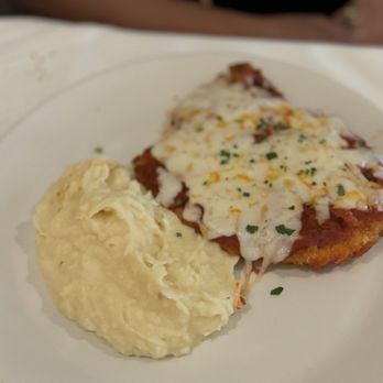 Spaghettini - Chicken Parmesan with mash potatoes and red sauce. - Italian Near Me - Seal Beach, California