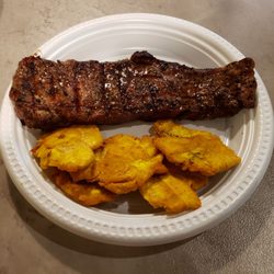 On the Grill - On The Grill: NY steak and Tostones