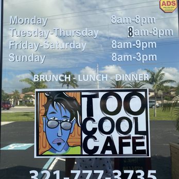 Too Cool Cafe - Hours of Operations - New American Near Me - Indian Harbour Beach, Florida Too Cool Cafe - Hours of Operations - New American Near Me - Indian Harbour Beach, Florida