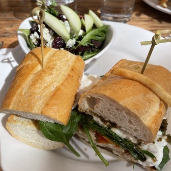 Shorehouse Kitchen - Chicken pesto & burrata with side salad - Breakfast & Brunch Near Me - Carlsbad, California Shorehouse Kitchen - Chicken pesto & burrata with side salad - Breakfast & Brunch Near Me - Carlsbad, California