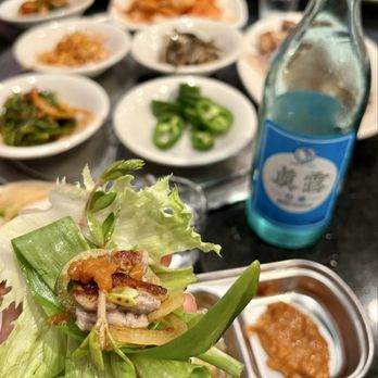 Mad for Grill - Pork belly wrap + soju - Korean Near Me - Annandale, Virginia