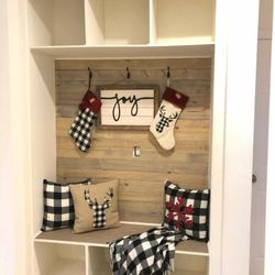 PT & Family Jazzy Restorations - 8' tall seatee with 6 cubby holes for shoes/storage