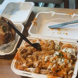 Buffalo fries and Third Circle of Hell burger