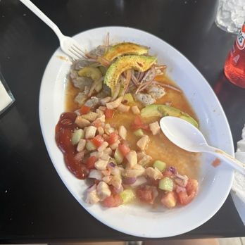 Mariscos El Rafa - Tostada de ceviche, de pescado y agua chile - Mexican Near Me - Chino, California