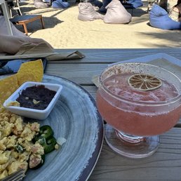 Watermelon Margarita and breakfast eggs with tortilla chips Watermelon Margarita and breakfast eggs with tortilla chips
