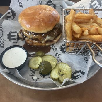 Matty's Bar & Grille - Mushroom Swiss burger - American Near Me - New Berlin, Wisconsin Matty's Bar & Grille - Mushroom Swiss burger - American Near Me - New Berlin, Wisconsin
