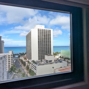 Hyatt Place Waikiki Beach - This is the sad ocean view room we got. I paid any extra $40/night. :( False advertising. - Hotels Near Me - Honolulu, Hawaii Hyatt Place Waikiki Beach - This is the sad ocean view room we got. I paid any extra $40/night. :( False advertising. - Hotels Near Me - Honolulu, Hawaii