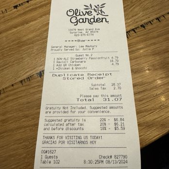 Olive Garden - Great Deal - Italian Near Me - Surprise, Arizona
