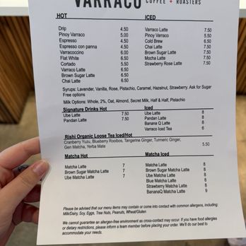 Varraco Coffee + Roasters - Menu - Coffee & Tea Near Me - Palm Desert, California