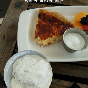 Whitehall Exchange - Delicious food ham and Swiss cheese quiche and cheddar and chives biscuit. - Wine Bars Near Me - Dallas, Texas