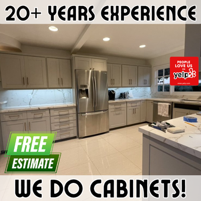 Happy to Provide Free Estimates - We do cabinets! New installations, refinishing, refacing, replacing, restaining, and more. Give us a call for your free estimate today! Happy to Provide Free Estimates - We do cabinets! New installations, refinishing, refacing, replacing, restaining, and more. Give us a call for your free estimate today!