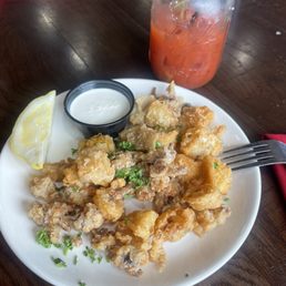 Calamari w/a peek a boo of the Bloody Mary