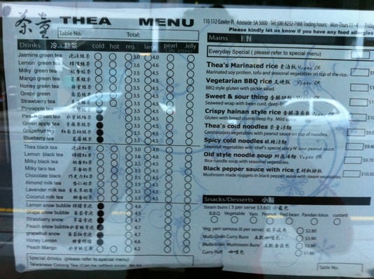 Menu photo 1 Thea Tea Shop Adelaide, SA
